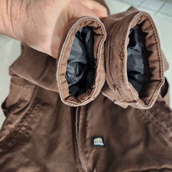 Berne Brown Hooded Jacket 4T Sherpa-Lined 100% Cotton Shell Warm Winter Coat - Picture 11 of 13